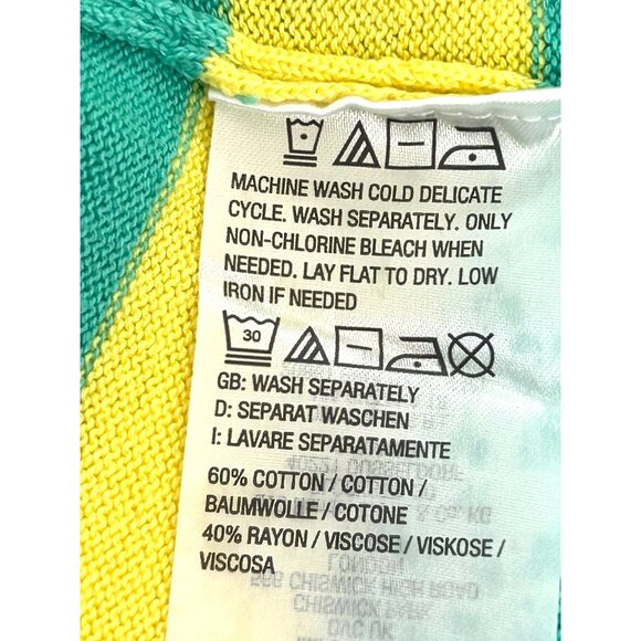 Belle Kim Gravel Tunic Top 1X Green Pink Yellow White Stripes 3/4 Sleeves Knit - Picture 6 of 9